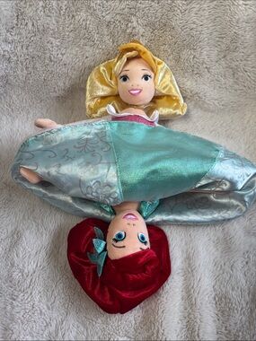 Disney Parks ARIEL & AURORA Princess Reversible Topsy Turvy Flip Doll 14" Plush